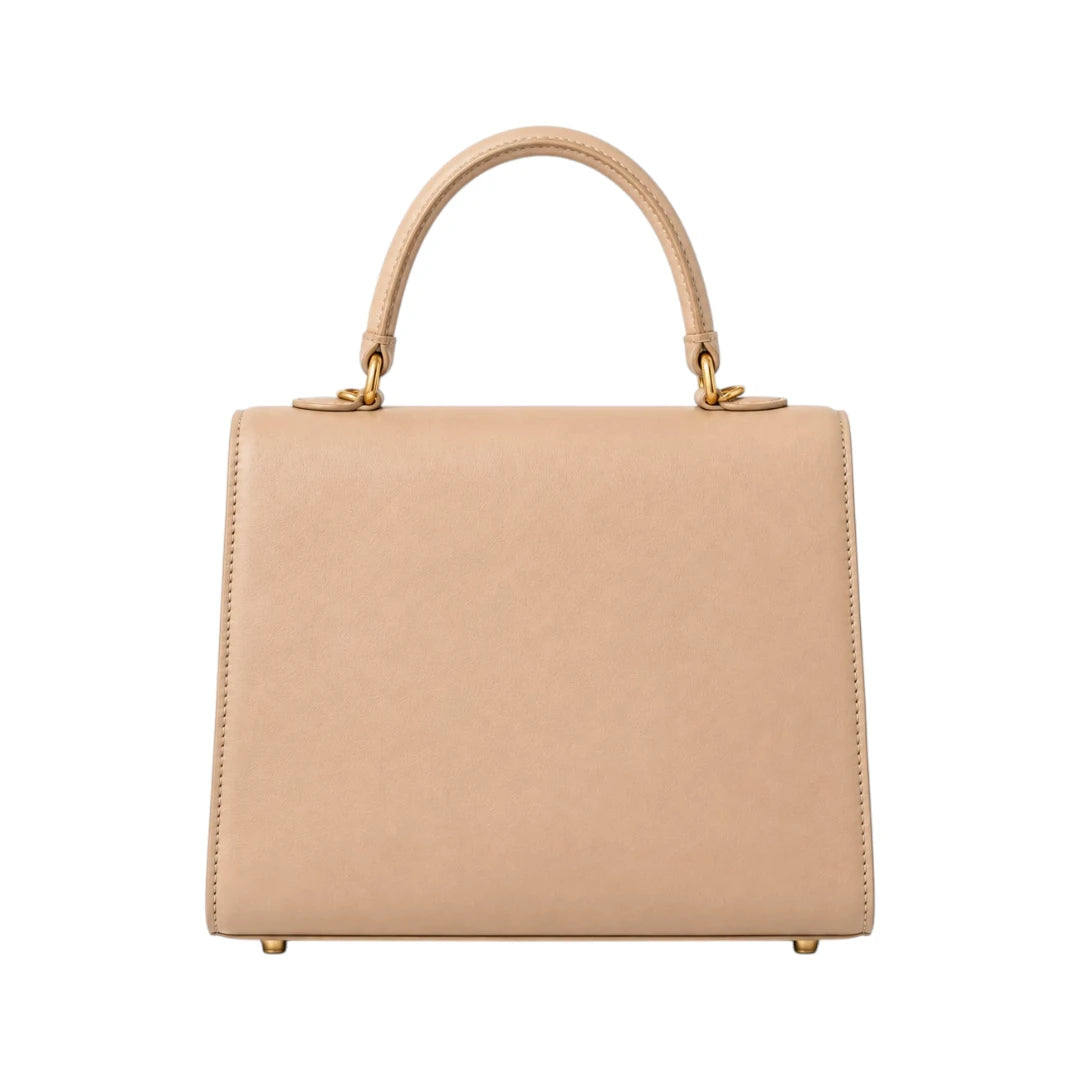 Bayline Women’s Beige Faux Leather Box-Flap Satchel Handbag