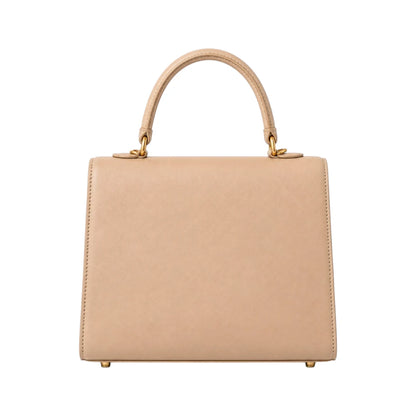 Bayline Women’s Beige Faux Leather Box-Flap Satchel Handbag