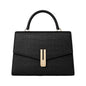 Bayline Women’s Black Croc-Embossed Faux Leather Structured Satchel Handbag